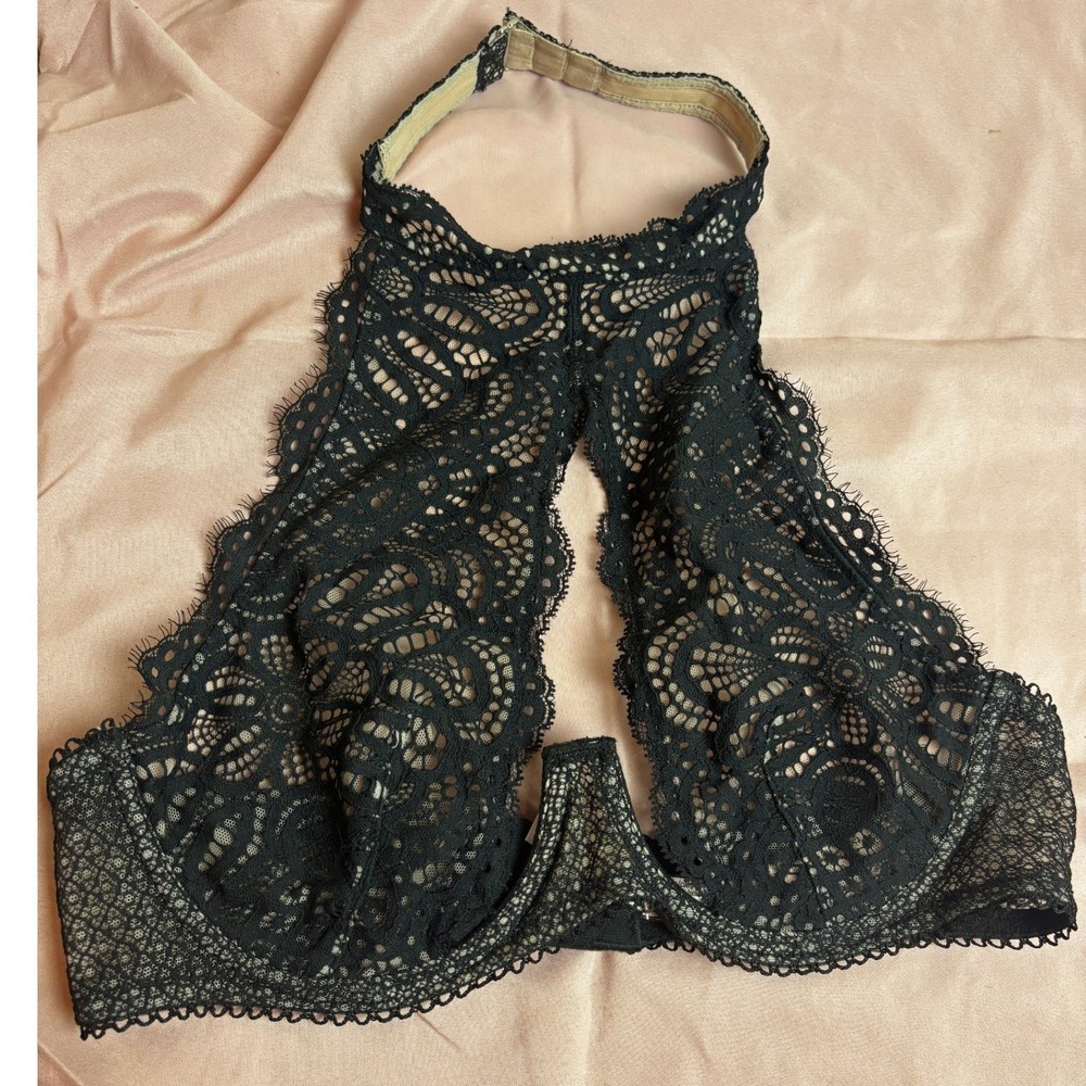 Victoria's Secret Dream Angels Black Lace Unlined Demi Bra 36C D80